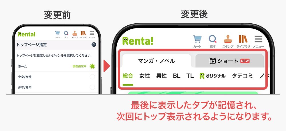 カテゴリタブをトップページに追加